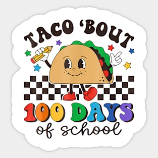 Taco Bout 100 Days Of School Retro Groovy for Teacher Kids Sticker